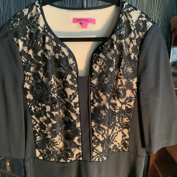 Vintage Betsey Johnson Lace Bodice Elbow Sleeve Dress - Picture 3 of 9